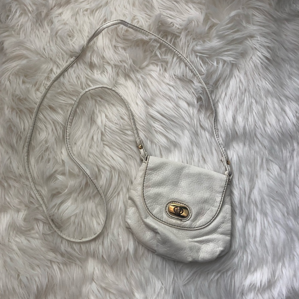 White Leather Mini Crossbody Bag